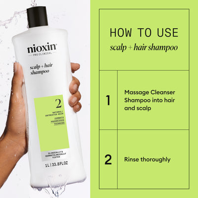 Nioxin System 2 Shampoo for Thinning Hair 1000 ml - Shampoo selvästi ohentuneille hiuksille