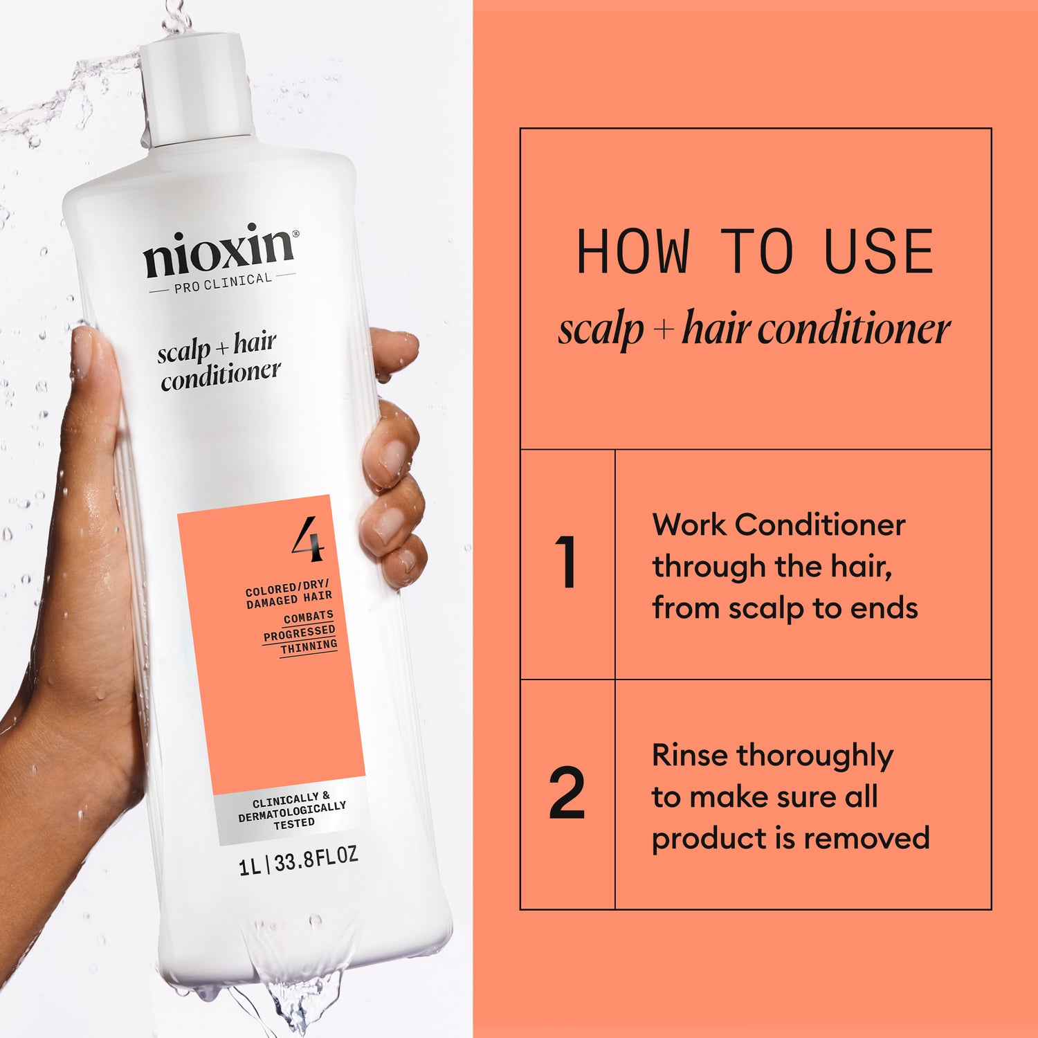 Nioxin System 4 Conditioner for Colored Thinning Hair 1000 ml -Hoitoaine selvästi ohentuneille, värjätyille hiuksille