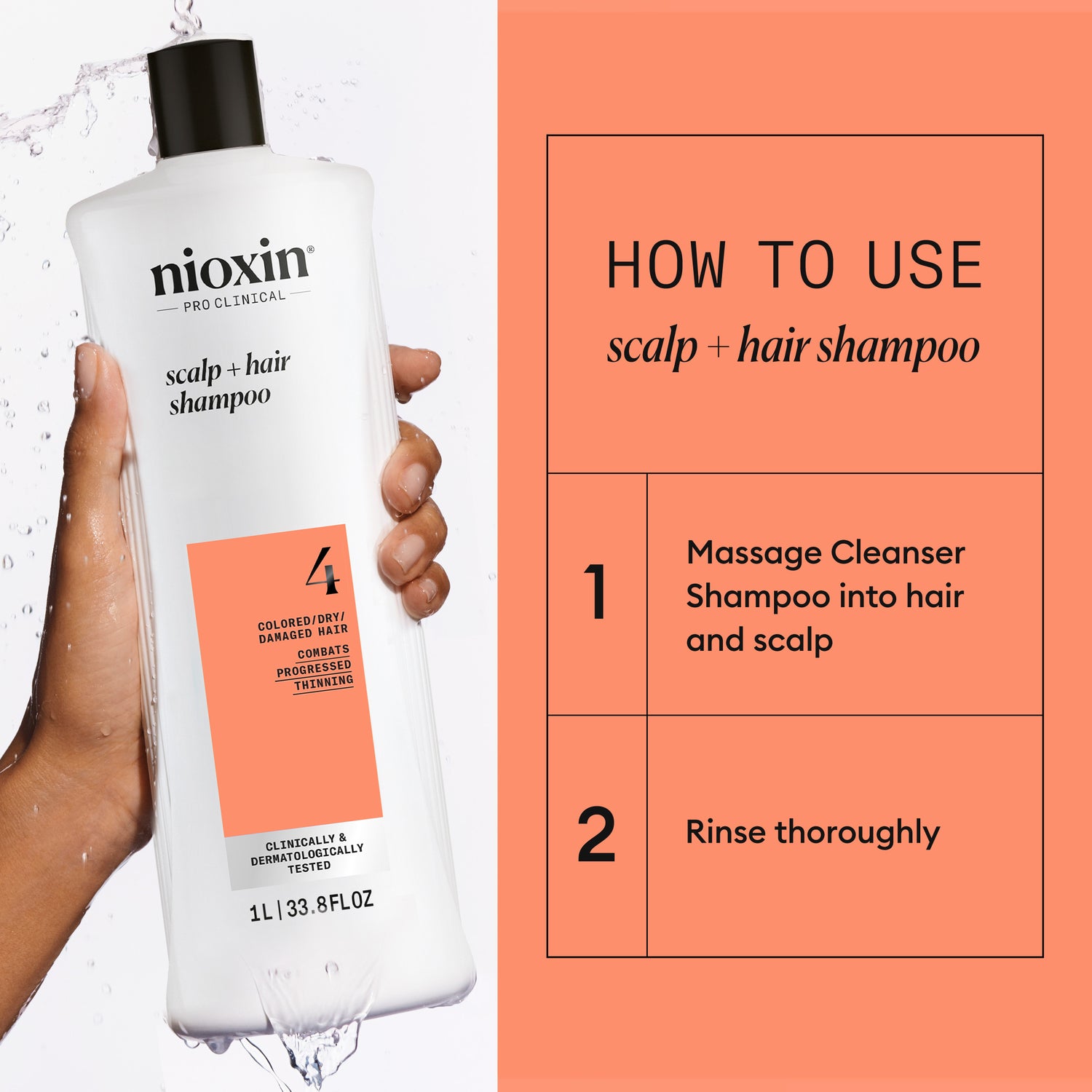 Nioxin System 4 Shampoo for Colored Thinning Hair 1000 ml - Shampoo selvästi ohentuneille, värjätyille hiuksille