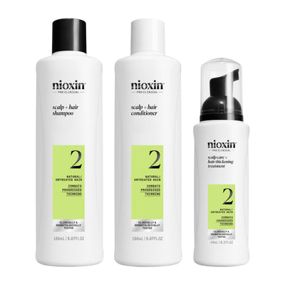 Nioxin System 2 Trial Kit for Thinning Hair 150 ml + 150 ml + 50 ml - Selvästi ohentuneille, käsittelemättömille hiuksille