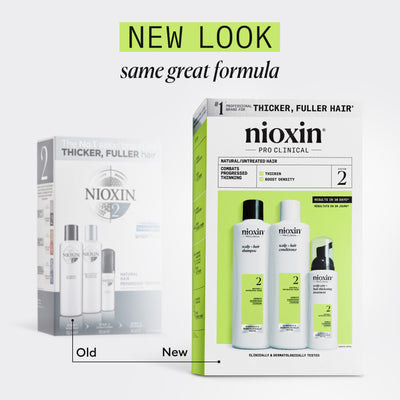 Nioxin System 2 Trial Kit for Thinning Hair 150 ml + 150 ml + 50 ml - Selvästi ohentuneille, käsittelemättömille hiuksille