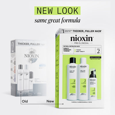 Nioxin System 2 Loyalty Kit for Thinning Hair 300 ml + 300 ml + 100 ml - Selvästi ohentuneille, käsittelemättömille hiuksille