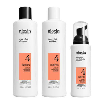 Nioxin System 4 Trial Kit for Colored Thinning Hair 150 ml + 150 ml + 40 ml - Selvästi ohentuneille, värjätyille hiuksille