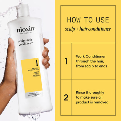 Nioxin System 1 Conditioner for Thinning Hair 1000 ml - Hoitoaine oheneville hiuksille