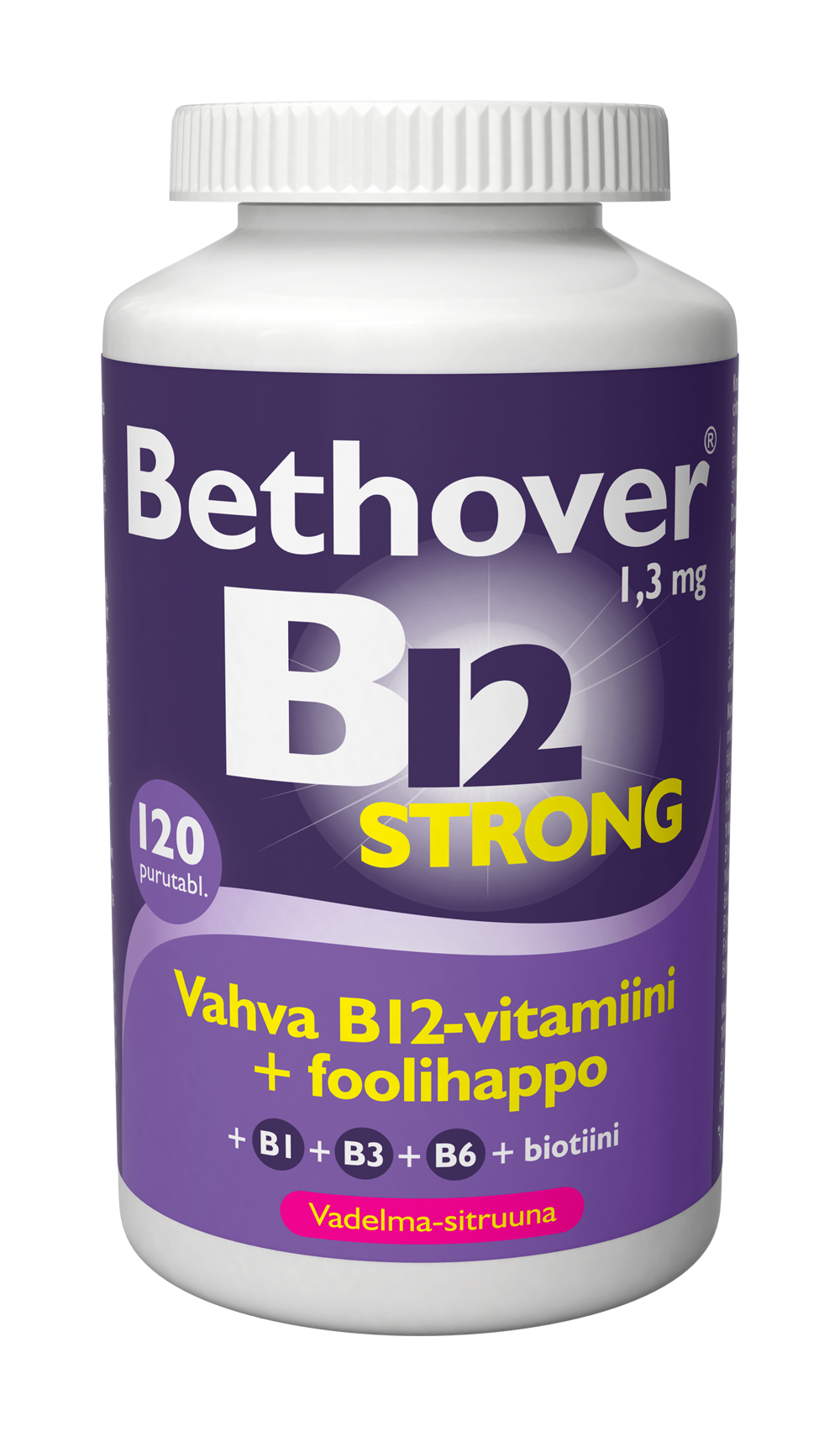 Bethover B12 vahva Vadelma-sitruuna 120 tbl