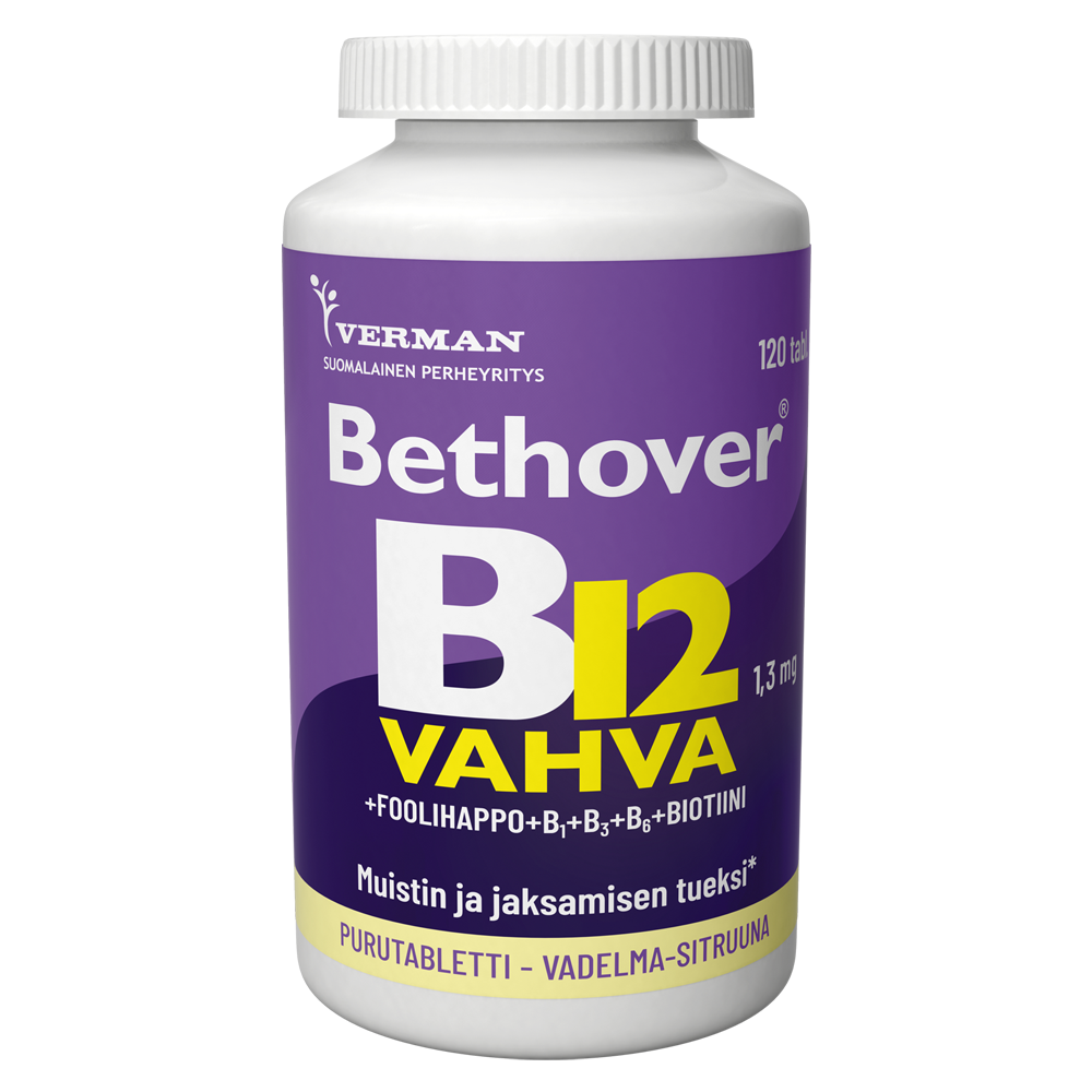 Bethover B12 vahva Vadelma-sitruuna 120 tbl