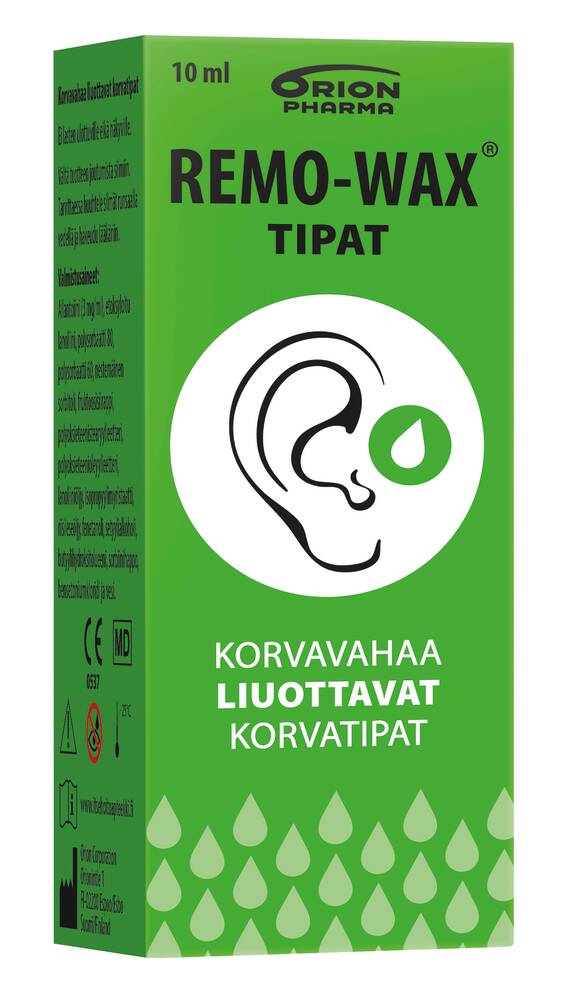 REMO-WAX KORVATIPAT korvavahan liuotukseen 10 ml tai 5x10 ml