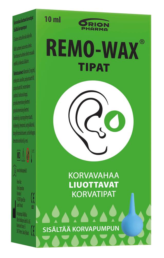 REMO-WAX KORVATIPAT 10 ml + PUMPPU korvavahan liuotukseen