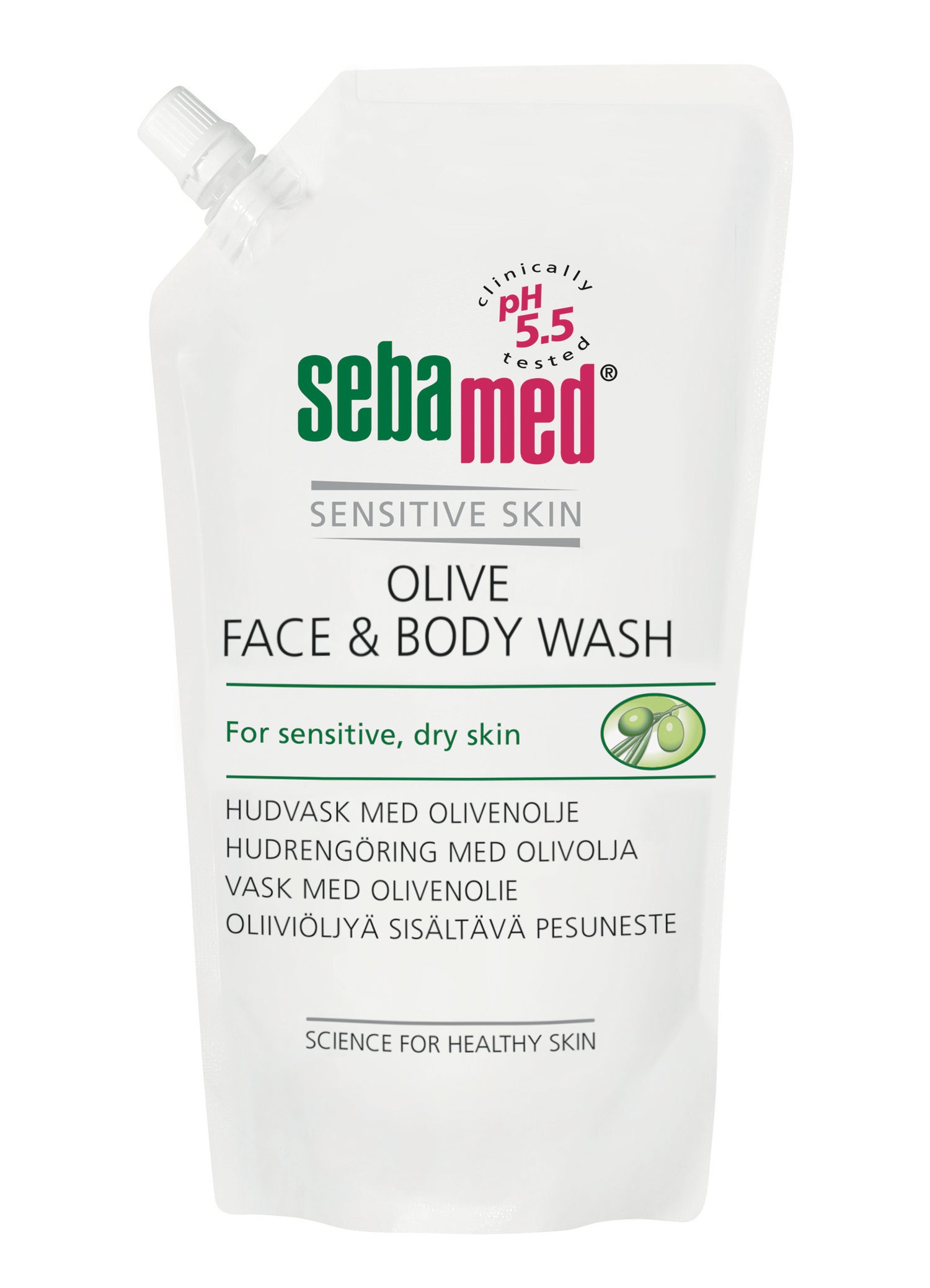 SEBAMED OLIVE FACE & BODY WASH -pesuneste 1000 ml täyttöpussi