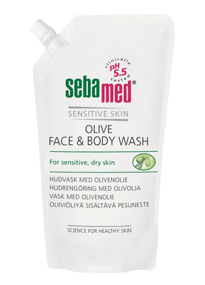 SEBAMED OLIVE FACE & BODY WASH -pesuneste 1000 ml täyttöpussi