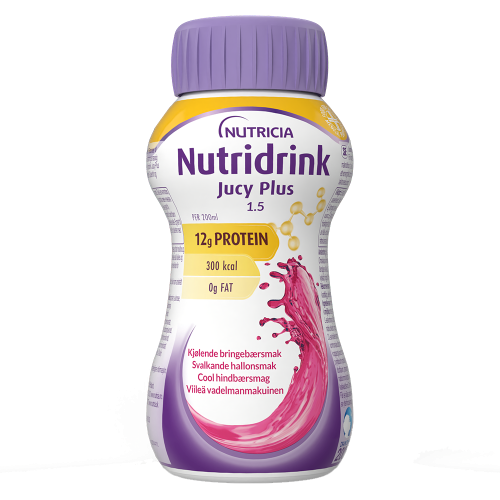 Nutridrink Jucy Plus viileä vadelma 4 x 200 ml