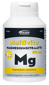 Multivita Magnesiumsitraatti+B6 175mg appelsiini 80 purutablettia