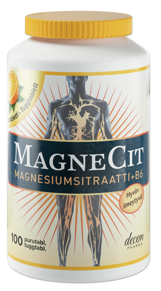 MagneCit magnesiumsitraatti + B6-vitamiini purutabletti