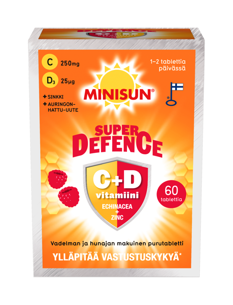 MINISUN SUPER DEFENCE VADELMA-HUNAJA 60 tabl