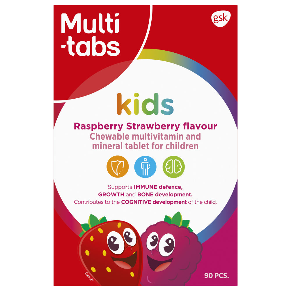 Multi-tabs Kids Vadelma-Mansikka Monivitamiini 90 purutabl