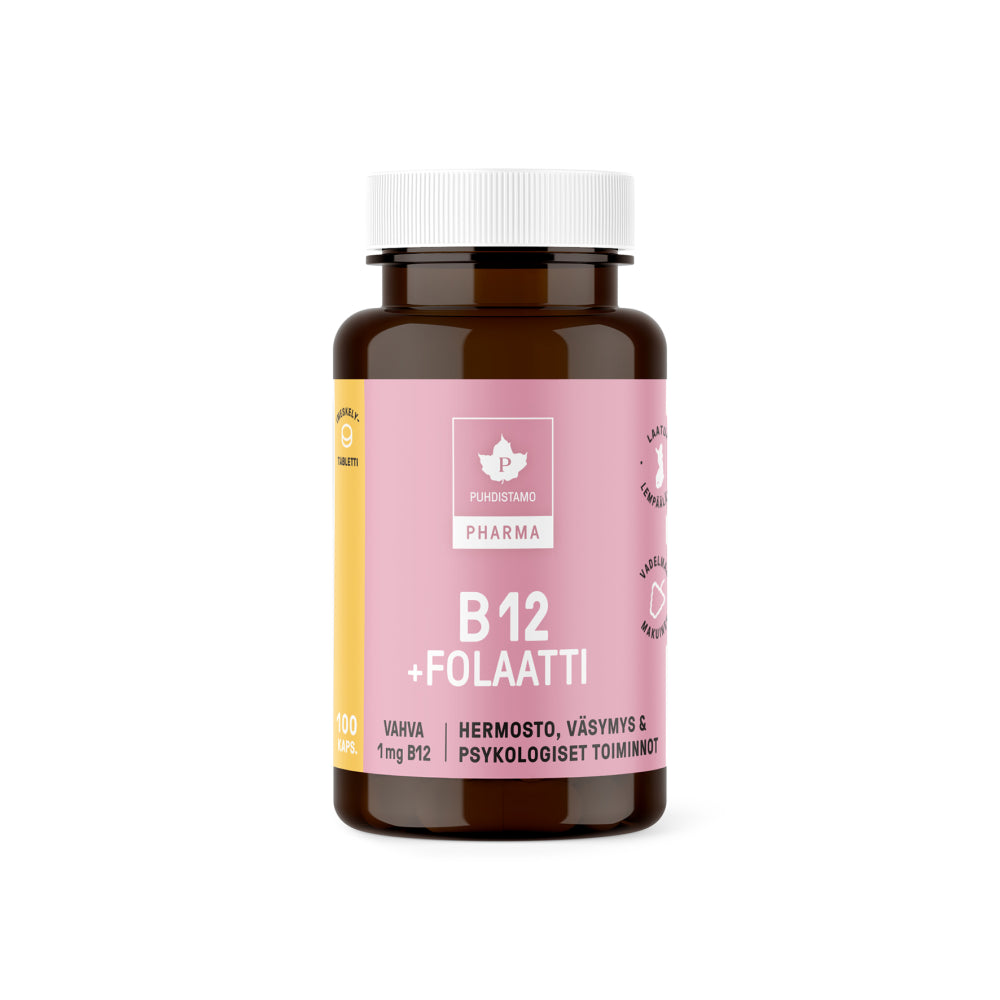 Puhdistamo Pharma B12-vitamiini + Folaatti 100 tabl