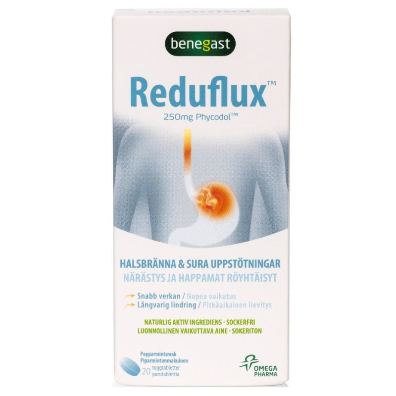 BENEGAST REDUFLUX 250 MG PURUTABL 20 KPL