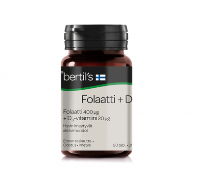 Bertil`s Folaatti + D-vitamiini huom päiväys 08/2024