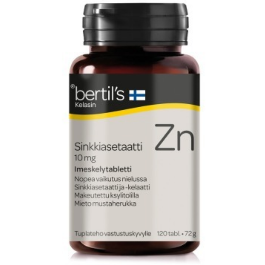 Bertil's Kelasin Sinkkiasetaatti 10 mg imeskelytabletti