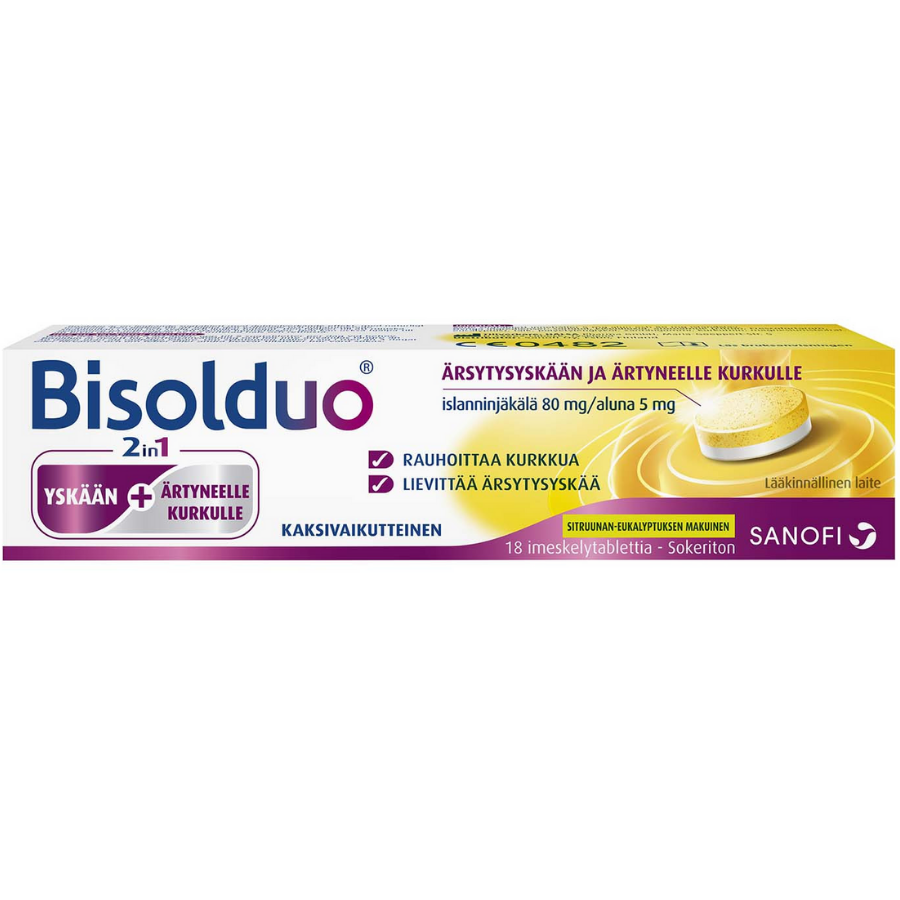 Bisolduo sitruuna/eukalyptus 18 imeskelytablettia