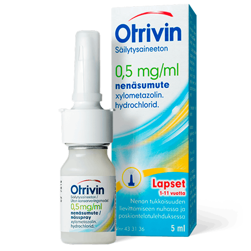 Otrivin säilytysaineeton 0,5 mg/ml -nenäsumute lapsille 10 ml