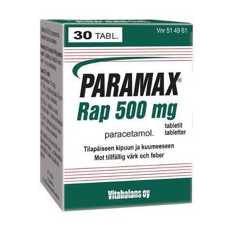 Paramax Rap 500 mg -tabletit eri kokoja