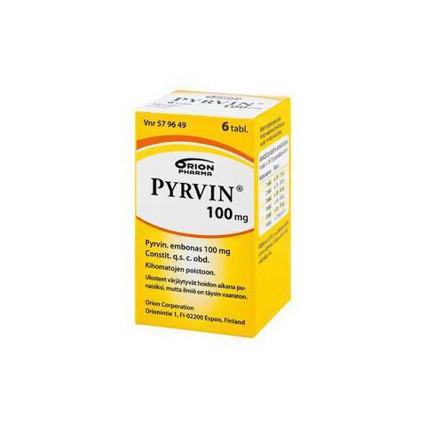 PYRVIN 100 mg kihomatolääke -eri pakkauskokoja